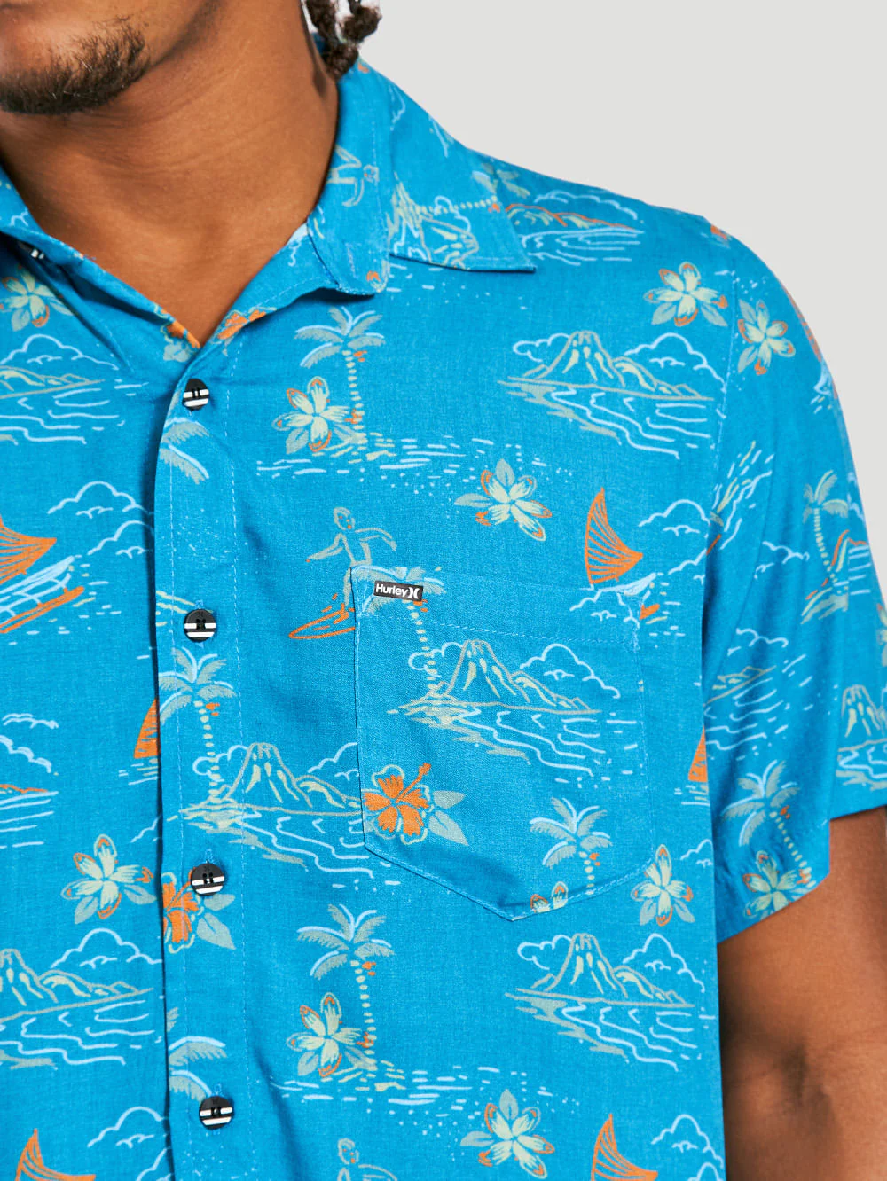 Camisa Manga Curta Hurley Aloha Azul - Image 4